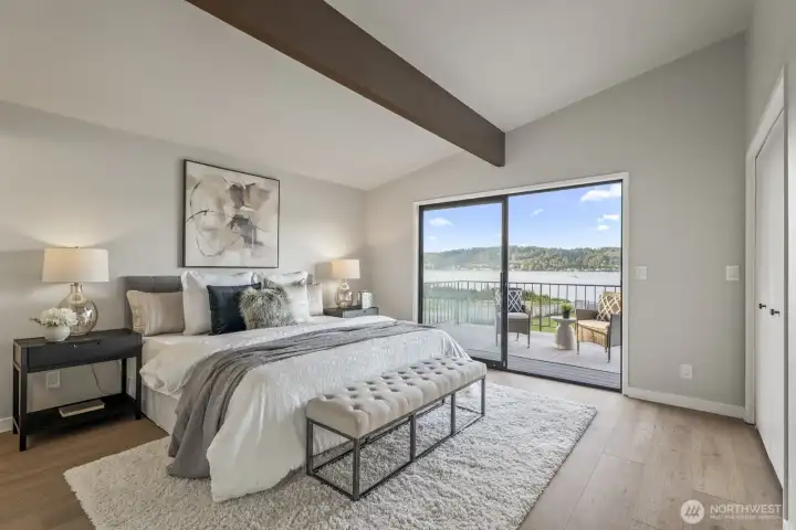 primary bedroom facing the lake