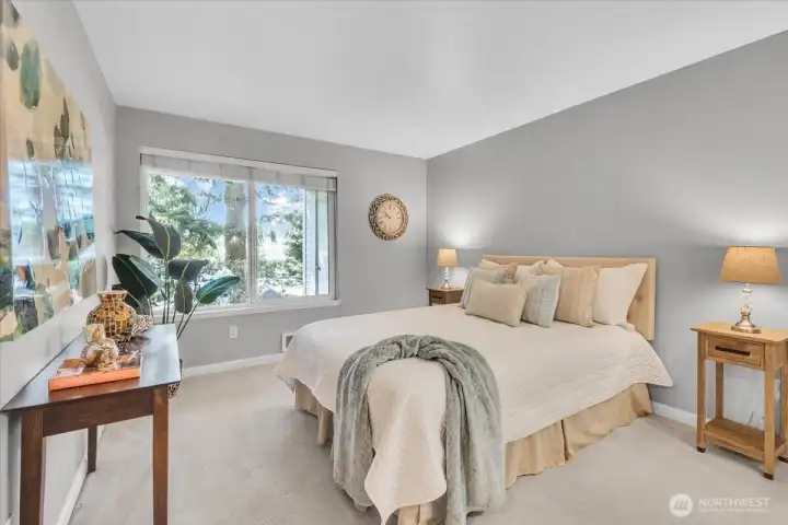 Primary bedroom from walk in closet.