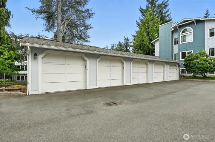 One car garage, first one on the left.