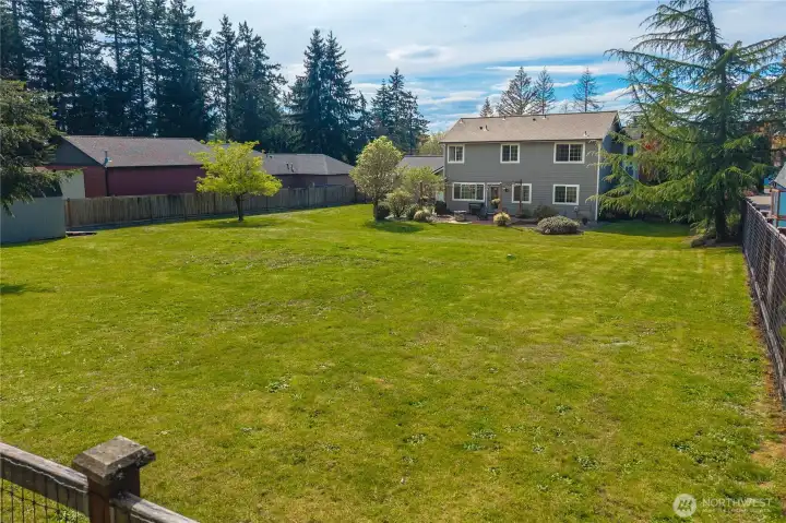 A French drain in the backyard provides added peace of mind by helping protect the home’s foundation during heavy rain.