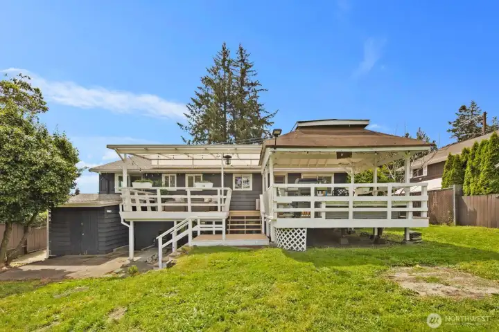 Spacious fully fenced backyard offering plenty of privacy, complete with an abundance of planted fruit trees and room to relax, garden, or entertain.