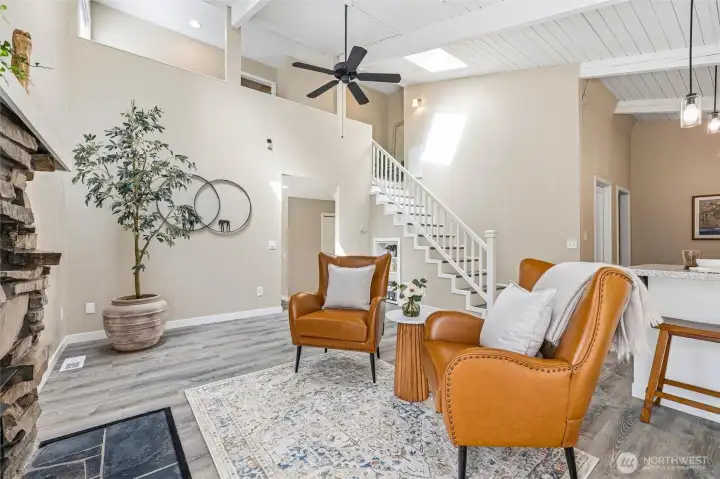 Recently updated interior with vaulted ceilings and abundant natural light