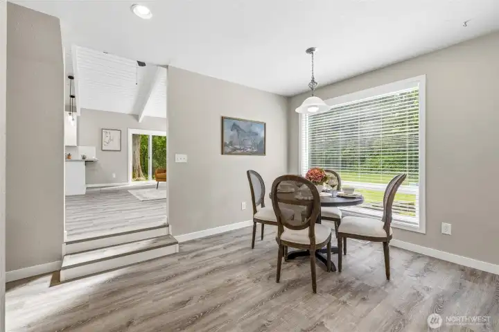 Dining space connects easily to the kitchen and main living areas