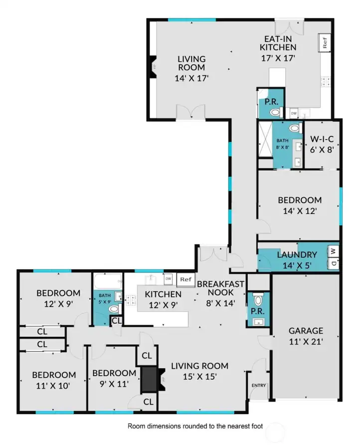 Main structure floorplan. Detached 15'x23' garage not shown. Main structure floorplan. Detached 15'x23' garage not shown.