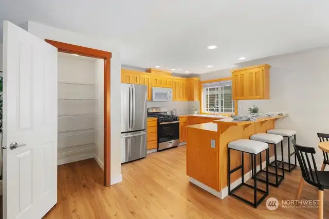 Kitchen with pantry and bartop