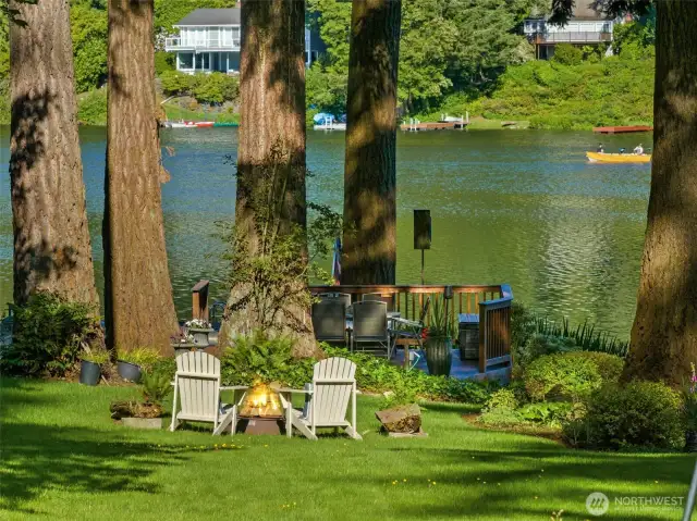 Host unforgettable evenings by the water with a dedicated space for dining and gathering.