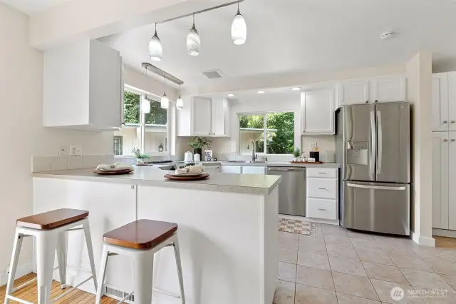 Updated kitchen with breakfast bar