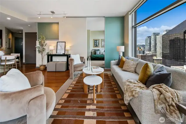Hardwood floors, built-ins, and art niches for sophisticated vibes.