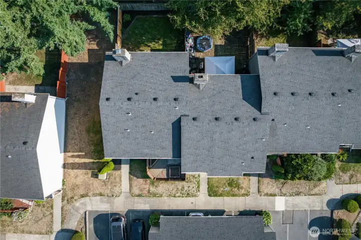 From here, you can see both the front patio and backyard. Roofs in the community were recently replaced.