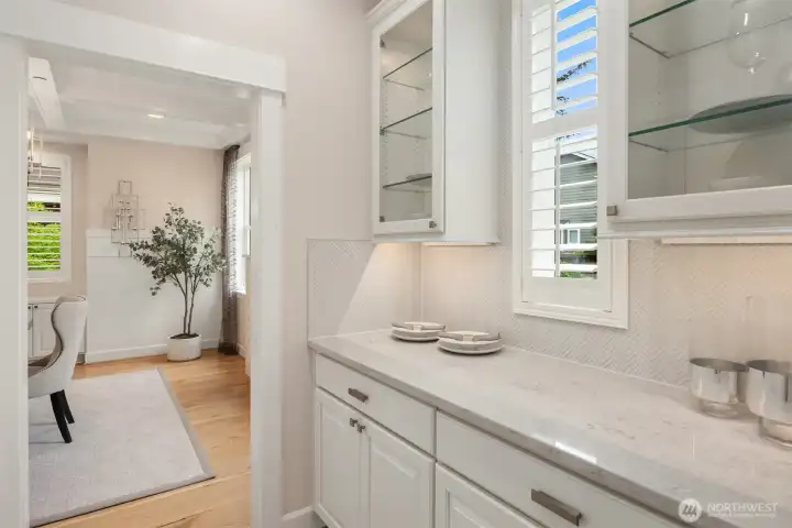 Conveniently located butler pantry will get your party ready and going!