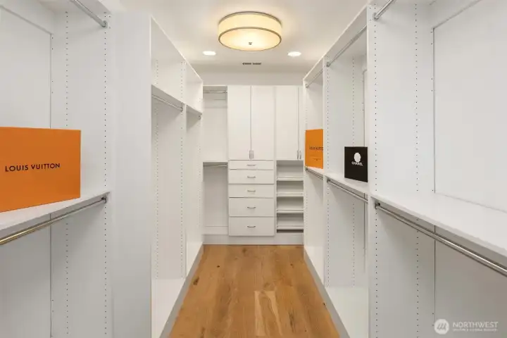 Well designed walk-in closet in primary suite!