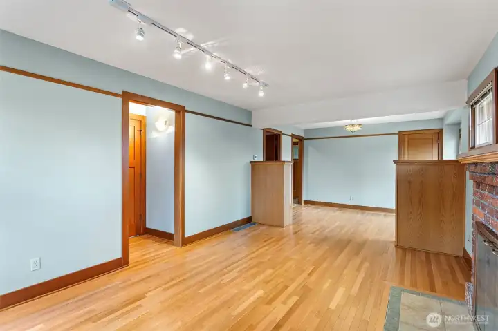 Gorgeous wood floors and doors provide warmth