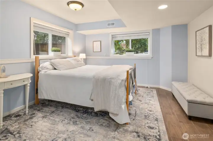 Large bedroom in the fully finished basement including walk in closet.