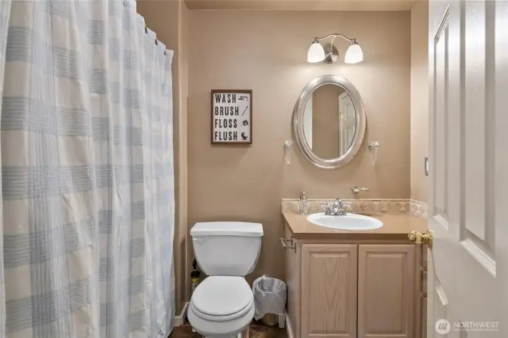 3/4 bathroom connected to the bedroom.