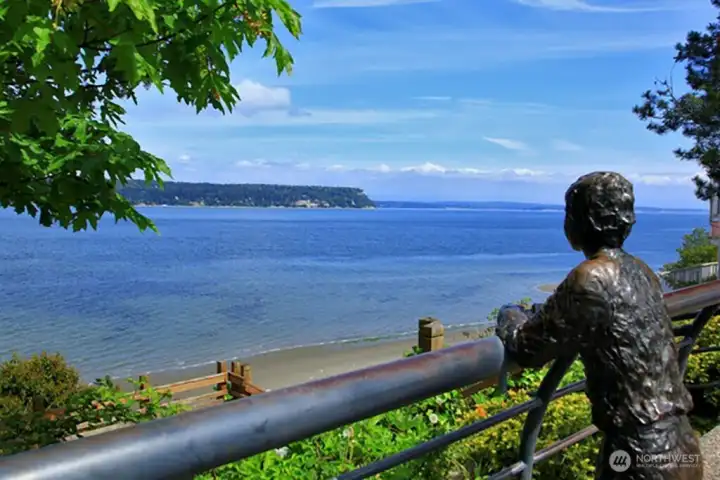 Classic views looking Southeast.  Staircase down to the seawall and beach.