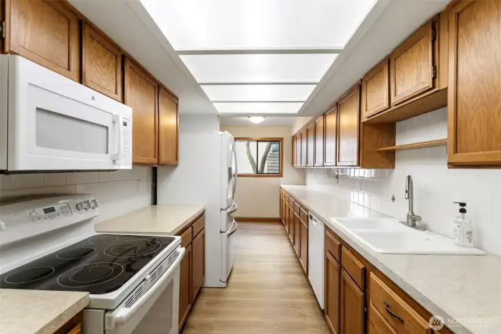 Shot of the kitchen from the dining room.