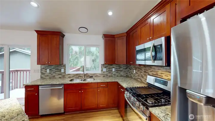 open kitchen granite countertops