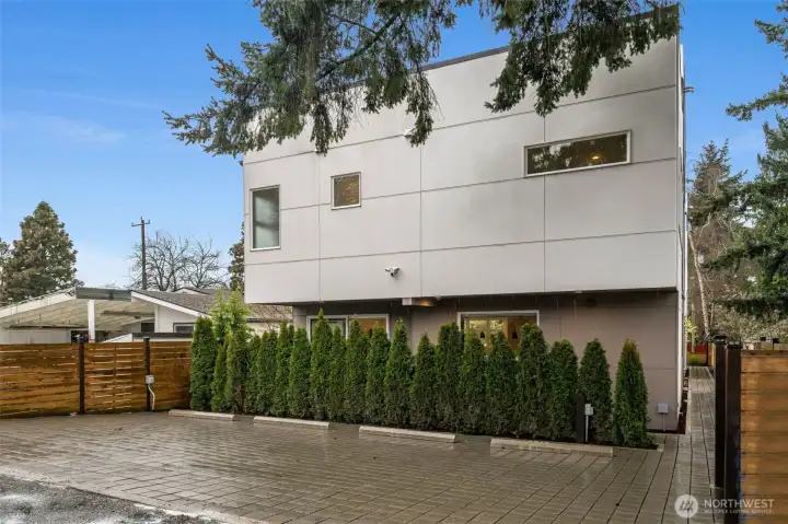 Two off-street parking spaces- the 2 on the right. Already set up with an EV charger.