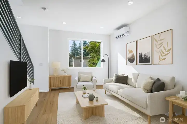 Virtually staged living room