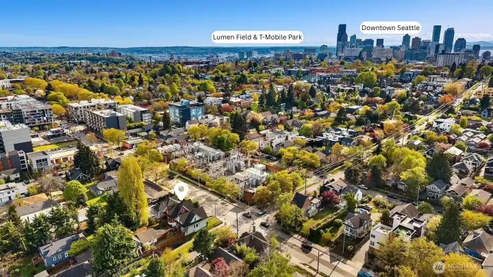 Aerial view facing Southwest showcasing ideal location.