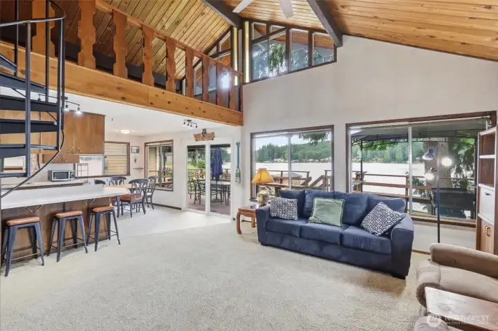 Light and bright family area with plenty of windows to take in the Lake views.