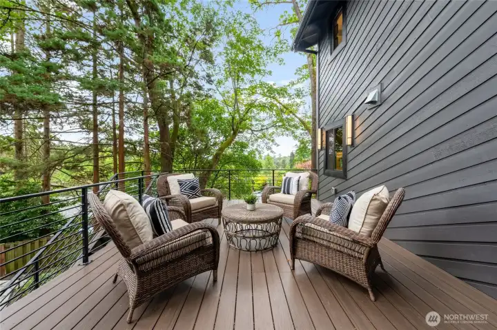 The deck has room for a cozy seating area as well as a dining area! The deck has room for a cozy seating area as well as a dining area!