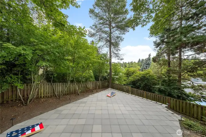 The large back patio has tons of room for play! The large back patio has tons of room for play!