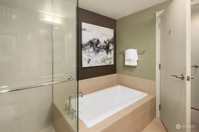 Primary separate shower and soaking tub