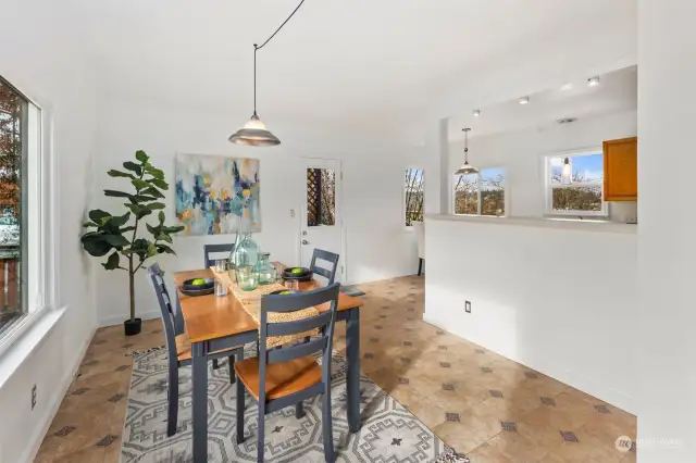 High countertop in kitchen allows you to entertain your guests while showing off your chef skills!