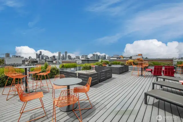 Enjoy sweeping city views from the rooftop lounge.