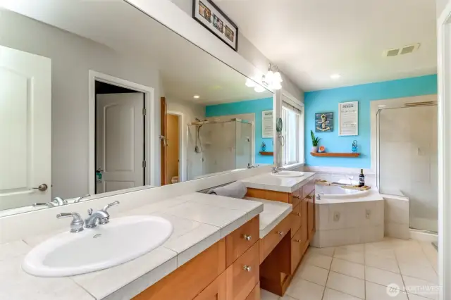 Primary bathroom with double sinks