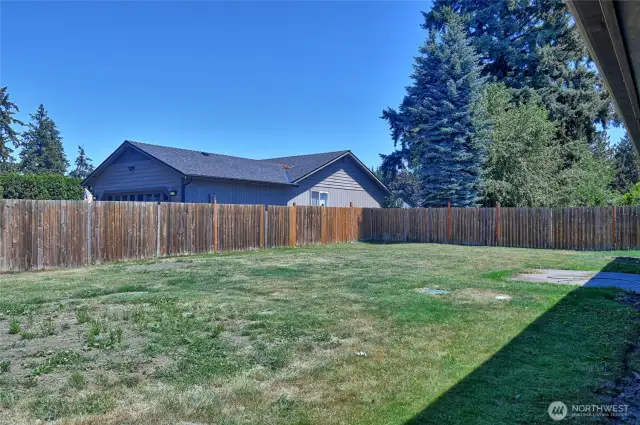 Gorgeous level fully fenced back yard