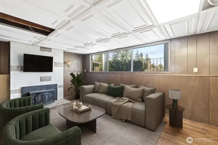 Lower Level Living Room, Staged Virtually