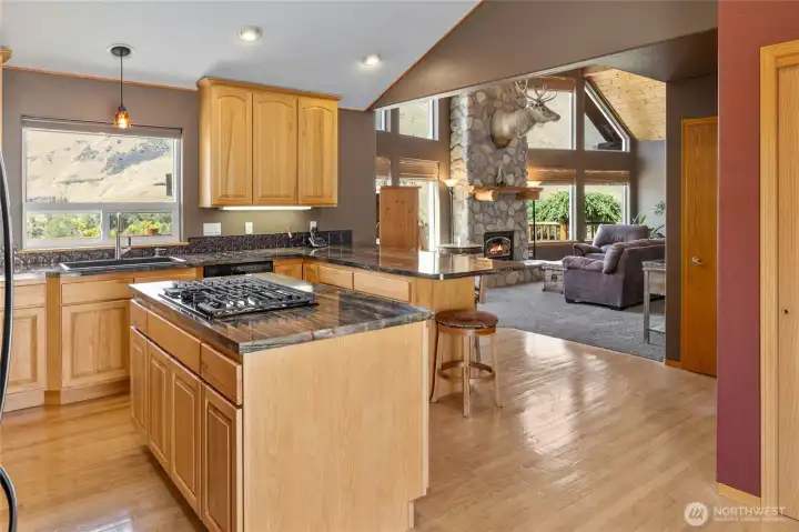 Kitchen is designed for ease of use and open for entertaining and mingling with guests in the great room