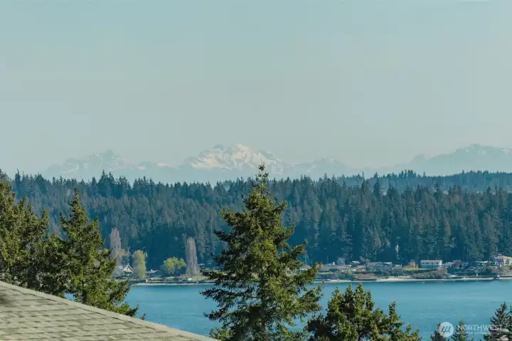 Marine and Mount Rainier view from upper floor.