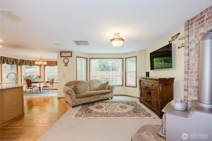 Family room with additional bay window.