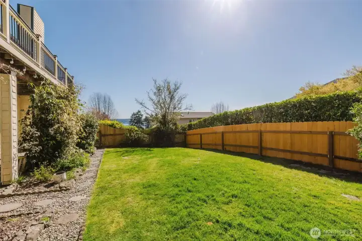 Newly fenced and irrigated side yard.