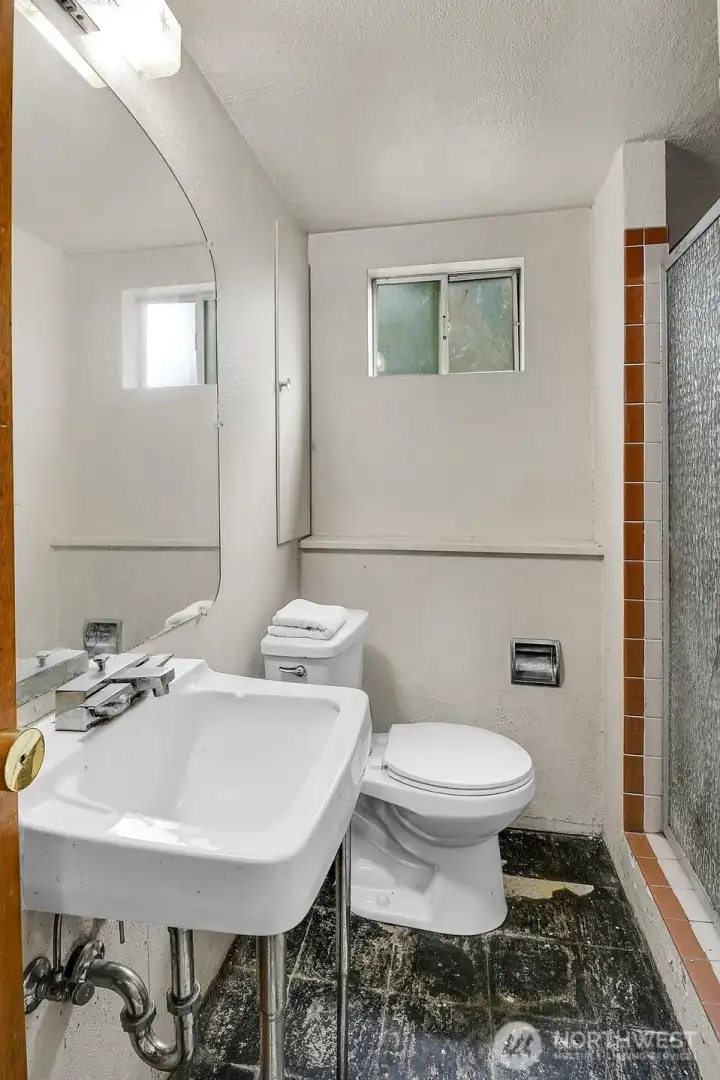 Three quarter bath on the lower floor.