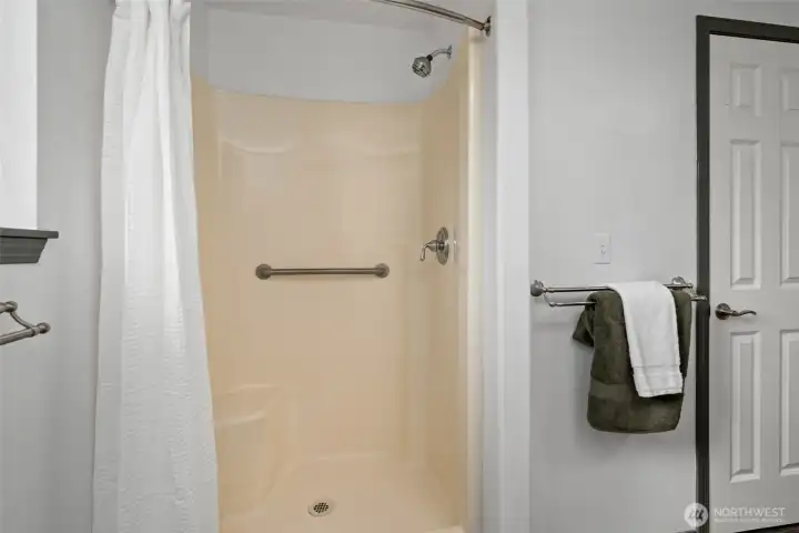 Primary bathroom shower.