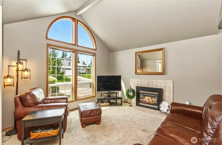 Family room with the gas fireplace