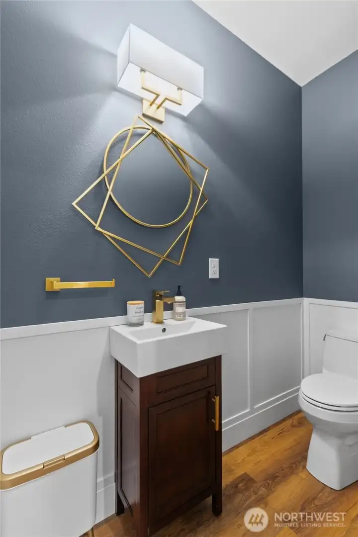 A stylish and convenient powder room.