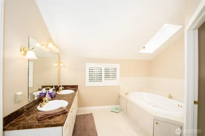 Jetted tub with Skylight in Primary Suite Bathroom Jetted tub with Skylight in Primary Suite Bathroom