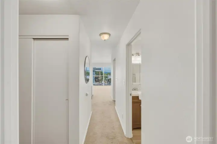 Hallway from entry to kitchen and living area Hallway from entry to kitchen and living area
