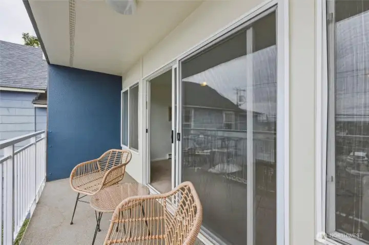 Covered balcony is a great place to relax at the end of the day Covered balcony is a great place to relax at the end of the day