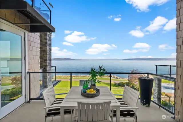 Enjoy the luxury of two private decks in this condo; step onto this one, conveniently attached to the second ensuite, for a serene outdoor retreat.