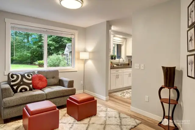 Seating area on the other side of the kitchen.