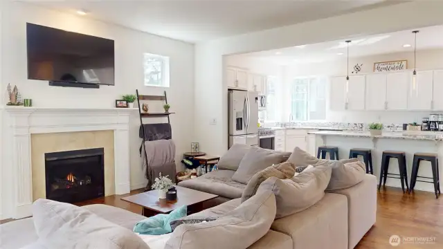 Living room looking in towards kitchen
