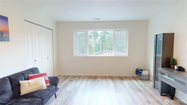 This bedroom of four upstairs has french doors