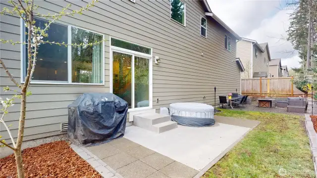 The patio is located off of the living room
