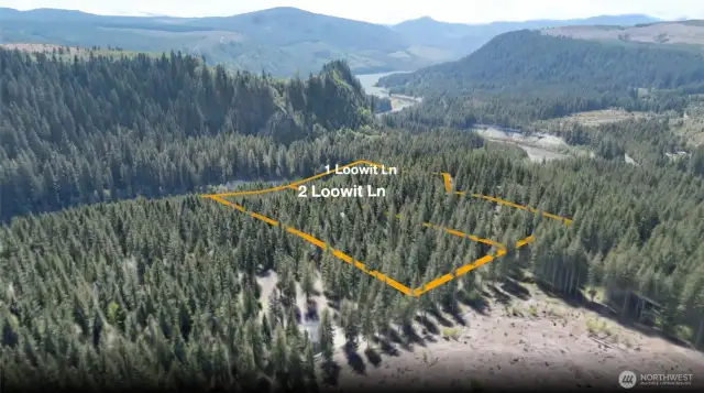 Aerial photo with approximate property lines